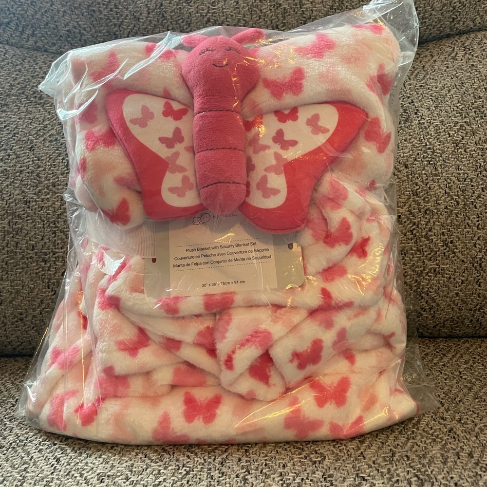 Minky butterfly blanket set